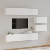 DCRAF Meuble TV 4 pièces en bois blanc brillant