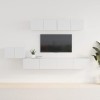 WOODEY Meuble TV 5 pièces en bois blanc brillant