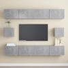 CUTSKY Meuble TV 6 pièces en bois gris béton
