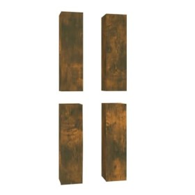 AIJUUKJP Meuble TV 4 pièces Chêne fumé 30,5 x 30 x 110 cm Meubles en bois dingénierie