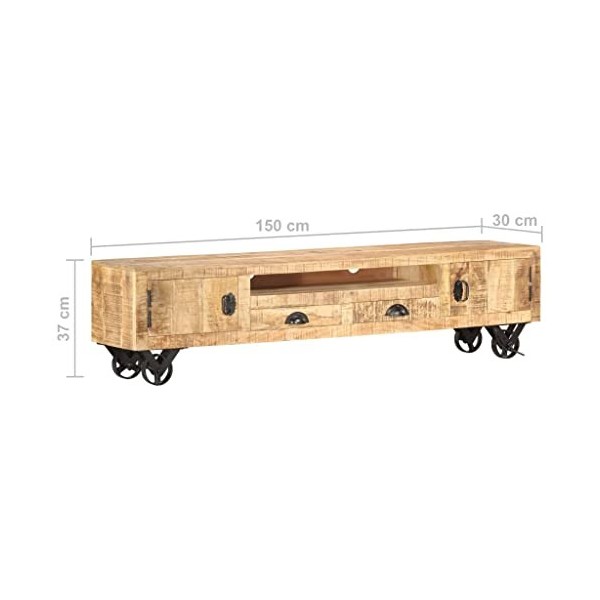CBLDF Meuble TV 150 x 30 x 37 cm en manguier massif