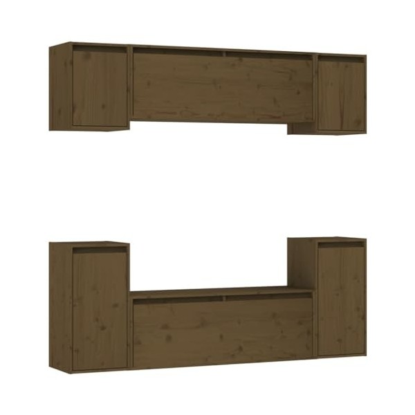 CBLDF Meuble TV 6 pièces en pin massif marron miel