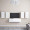 GANDUS Meuble TV 6 pièces en bois blanc brillant