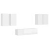 GANDUS Meuble TV 6 pièces en bois blanc brillant