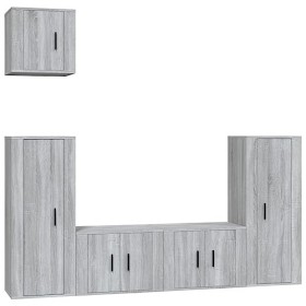 CUTSKY Meuble TV 5 pièces en bois Sonoma gris