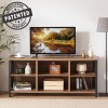 LVB Barnwood Meuble TV rustique en bois et métal avec étagère de rangement pour salon, bureau, 140 cm