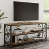 Lavish Home, Brown Farmhouse Meuble TV de 177,8 cm – Centre de divertissement ouvert à 3 niveaux, étagères pour console multi