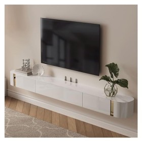 Meuble TV Mural Meuble TV Moderne de Luxe, Centre de Divertissement avec 2 tiroirs et étagères, Meuble TV de Grande capacité 