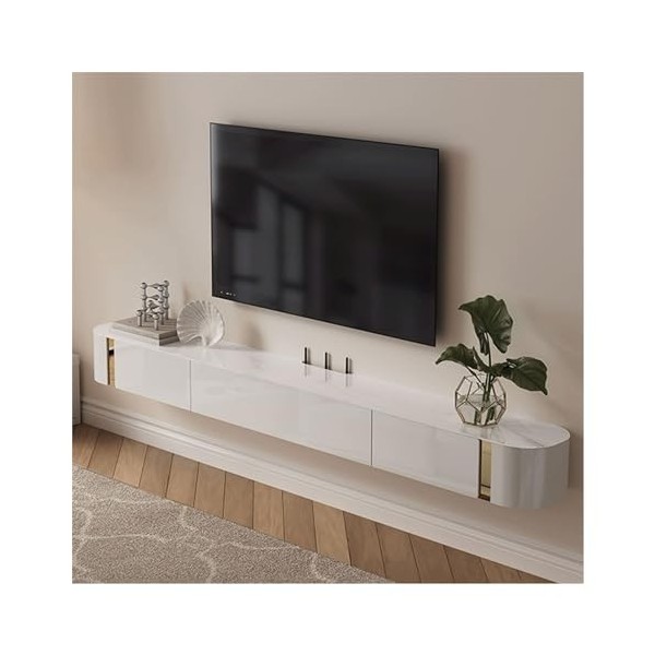 Meuble TV Mural Meuble TV Moderne de Luxe, Centre de Divertissement avec 2 tiroirs et étagères, Meuble TV de Grande capacité 