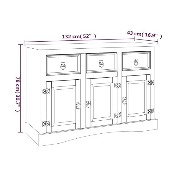 Suuim Meuble TV en pin Massif avec 2 armoires et 2 Compartiments, Meuble de Table Console multimédia en Bois, Centre de Diver