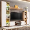 Gecheer Meuble TV Mural avec lumière LED Chêne Sonoma et Blanc Banc TV, Support de Télévision pour Salon, Chambre Meubles de 