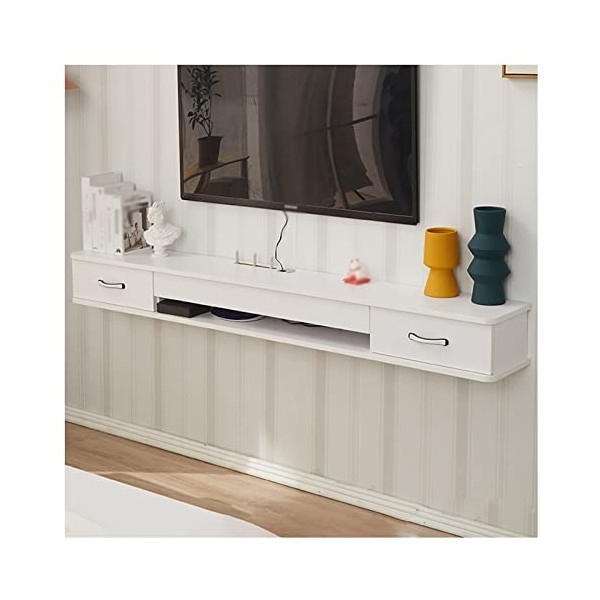 Meuble TV Mural, Meuble TV Flottant, Console multimédia de Divertissement, étagères flottantes avec Porte, pour Niche de Rang
