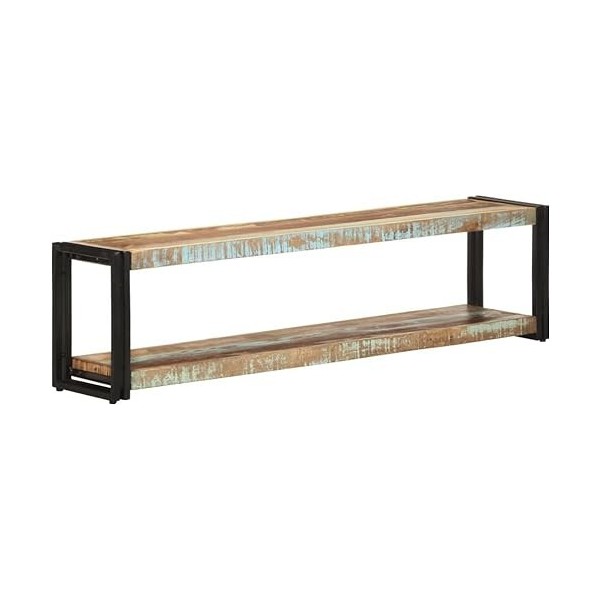 Meuble TV Meuble TV avec Rangement Meuble TV en Bois Meuble TV en Bois 59,1" x11,8 x15,7 Bois de Récupération Massif pour Sal
