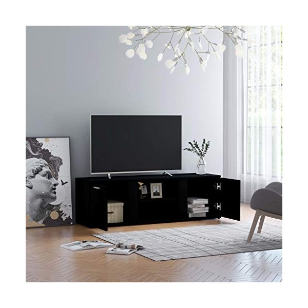 vidaXL Meuble TV en aggloméré Noir 120 x 34 x 37 cm