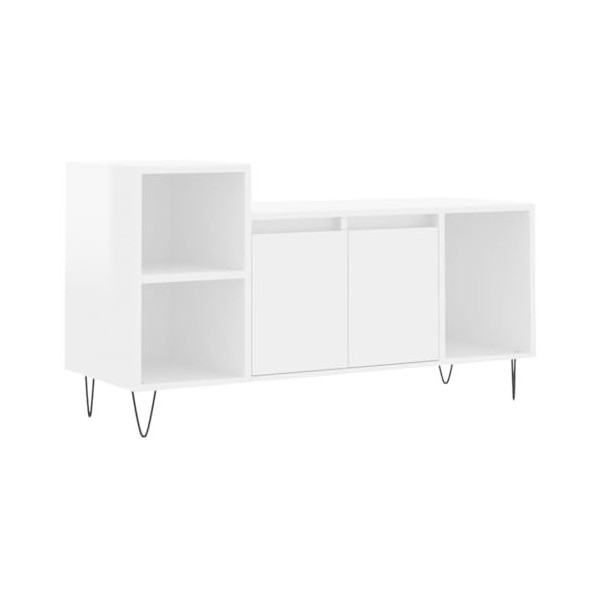 vidaXL Meuble TV, Armoire de Télévision avec 5 Compartiments, Meuble Télé avec Portes Salon Salle de Séjour, Moderne, Blanc B