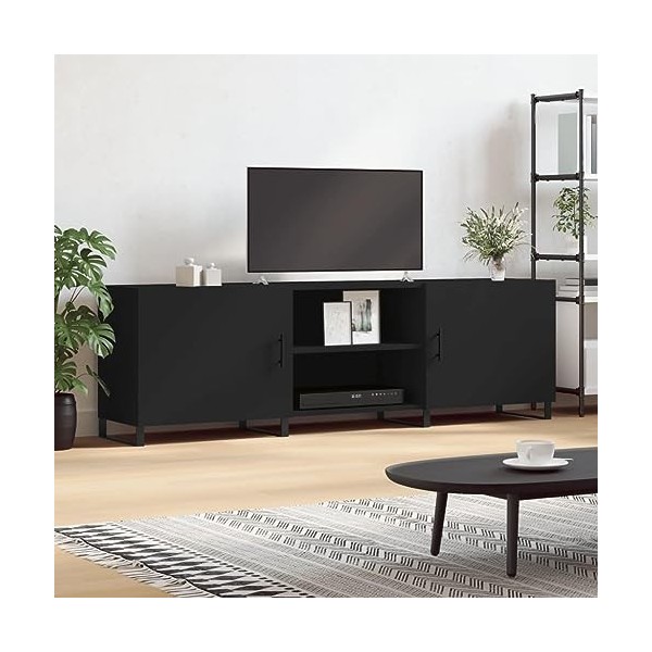 Meuble TV, Table TV Industrielle, Meuble TV Moderne, pour Salon, Centre de Divertissement à Domicile, poignée en métal, Bois 