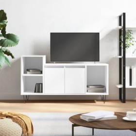 vidaXL Meuble TV, Armoire de Télévision avec 5 Compartiments, Meuble Télé avec Portes Salon Salle de Séjour, Moderne, Blanc B