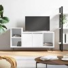 vidaXL Meuble TV, Armoire de Télévision avec 5 Compartiments, Meuble Télé avec Portes Salon Salle de Séjour, Moderne, Blanc B