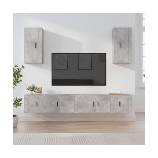 TEKEET Home Hardware Businese Meuble TV 6 pièces en bois Gris béton