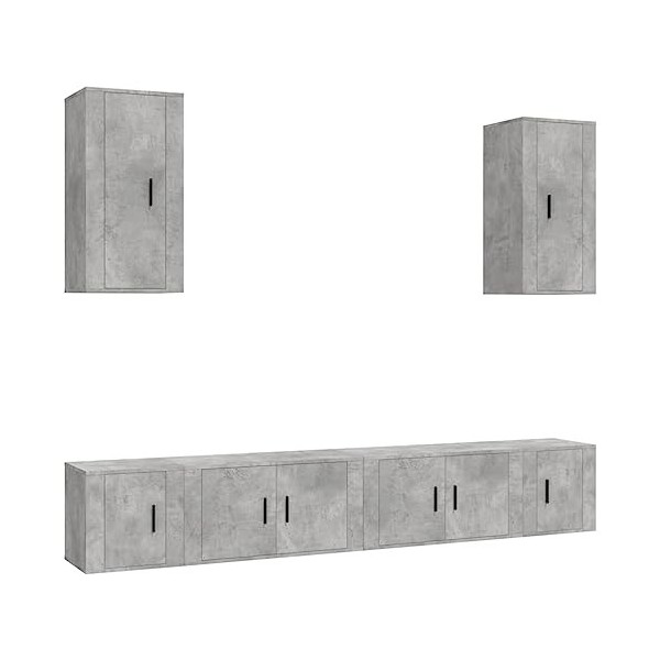 TEKEET Home Hardware Businese Meuble TV 6 pièces en bois Gris béton