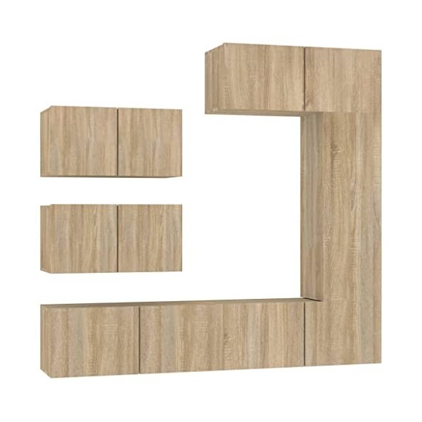 WOODEY Meuble TV 6 pièces en chêne Sonoma