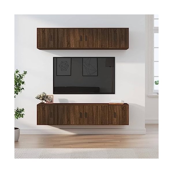 AJJHUUKI Meuble TV 6 pièces en chêne marron