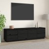 WOODEY Meuble TV en pin massif Noir 176 x 37 x 47,5 cm