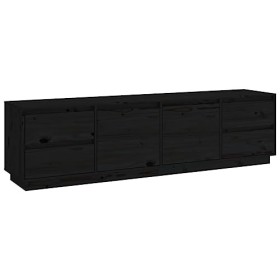 WOODEY Meuble TV en pin massif Noir 176 x 37 x 47,5 cm