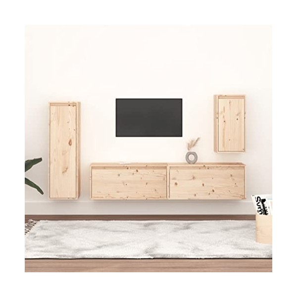 RAUGAJ Meuble TV 4 pièces en pin massif