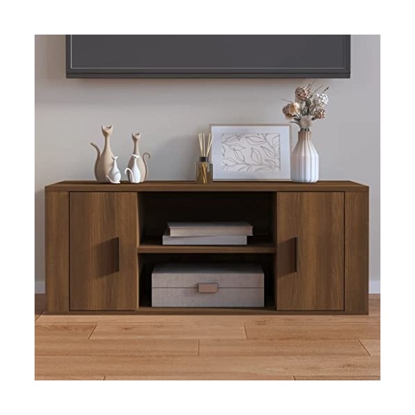 Meuble TV Chêne marron 100x35x40 cm Bois dingénierie