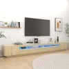 CUTSKY Meuble TV avec éclairage LED Chêne Sonoma 300x35x40cm