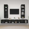 CUTSKY Meuble TV mural en bois 4 pièces Noir