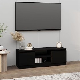 Hovothy Meuble TV avec Porte Noir 102x30x36 cm Bois dingénierie Design Tendance Décoration Armoire Multimédia Meuble de DVD 