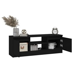 Hovothy Meuble TV avec Porte Noir 102x30x36 cm Bois dingénierie Design Tendance Décoration Armoire Multimédia Meuble de DVD 
