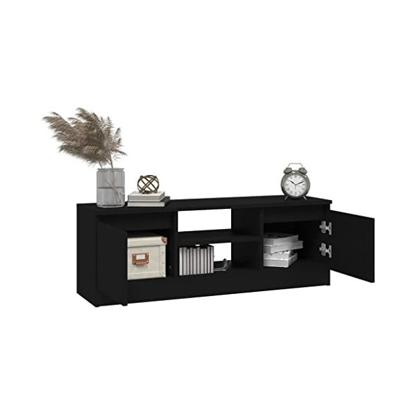 Hovothy Meuble TV avec Porte Noir 102x30x36 cm Bois dingénierie Design Tendance Décoration Armoire Multimédia Meuble de DVD 