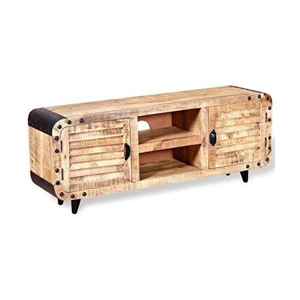 ROMELAREU Meuble TV Bois de manguier Massif 120 x 30 x 50 cm Meubles Meubles Audio/vidéo et pour Home cinéma