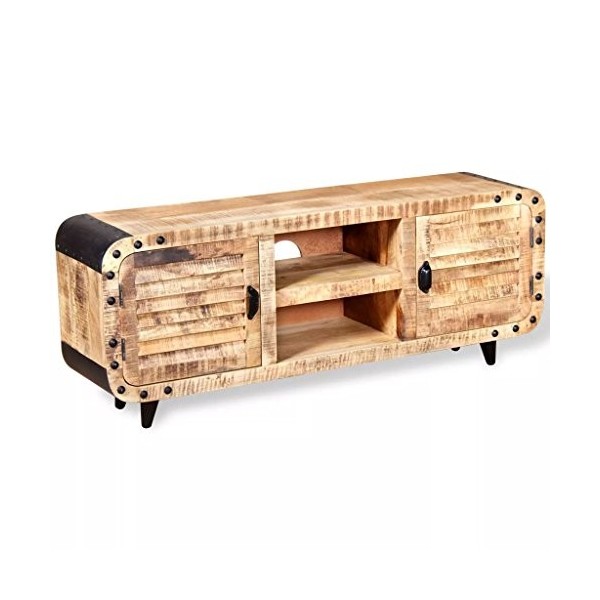 ROMELAREU Meuble TV Bois de manguier Massif 120 x 30 x 50 cm Meubles Meubles Audio/vidéo et pour Home cinéma