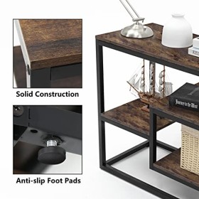 Becko US Meuble TV console avec étagères de rangement pour téléviseurs jusquà 55" écran plat et console multimédia pour le s