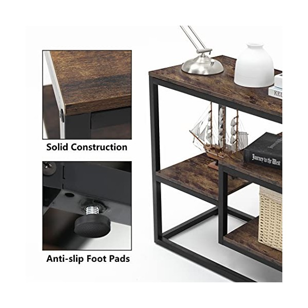 Becko US Meuble TV console avec étagères de rangement pour téléviseurs jusquà 55" écran plat et console multimédia pour le s