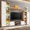 Rillbus Ensemble Meuble TV avec LED | Style Contemporain | Rangement matériel télé Audio Video Gaming | Boîtier en chêne Sono