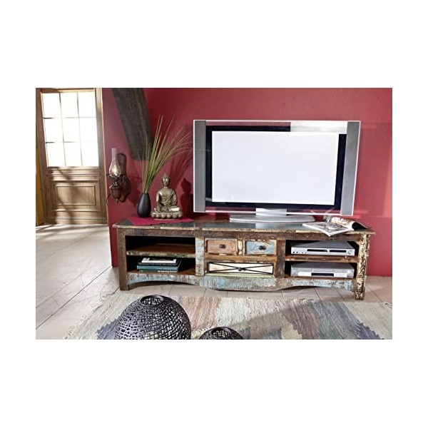 MASSIVMOEBEL24.DE Meuble TV - Bois Massif recyclé Multicolore laqué - Inspiration Ethnique - Nature of Spirit 18