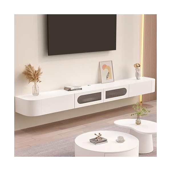 ZDMZR Meuble TV Flottant Mural, Meuble TV Suspendu, Meuble TV Bois, Table Television Salon, Centre de Divertissement avec Arm