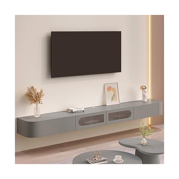 ZDMZR Meuble TV Flottant Mural, Meuble TV Suspendu, Meuble TV Bois, Table Television Salon, Centre de Divertissement avec Arm