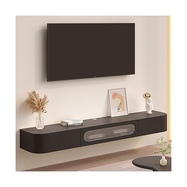 ZDMZR Meuble TV Flottant Mural, Meuble TV Suspendu, Meuble TV Bois, Table Television Salon, Centre de Divertissement avec Arm