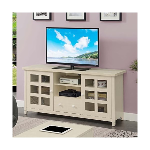 Convenience Concepts Newport Park Lane Meuble TV à 1 tiroir avec armoires de rangement et étagères pour téléviseurs jusquà 6
