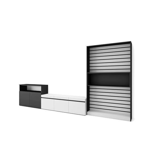 Skraut Home | Ensemble Meuble TV | Meuble Salon Complet | 360x186x35cm | pour Les TV jusquà 65" | Salon Complet | Style Mode