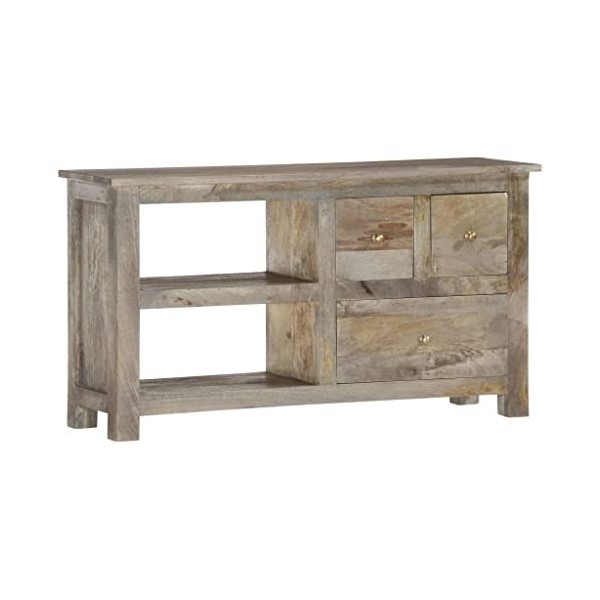 DCRAF Couleur : chêne gris meuble TV 100 x 30 x 55 cm bois de manguier massif