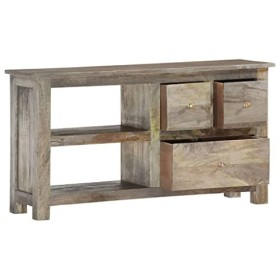 DCRAF Couleur : chêne gris meuble TV 100 x 30 x 55 cm bois de manguier massif