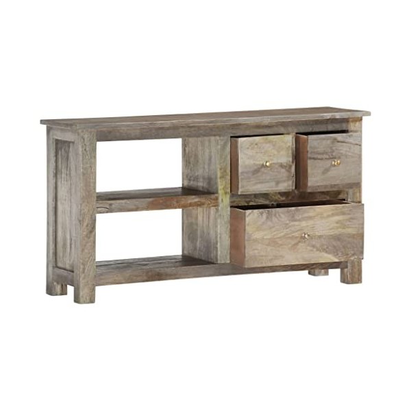 DCRAF Couleur : chêne gris meuble TV 100 x 30 x 55 cm bois de manguier massif