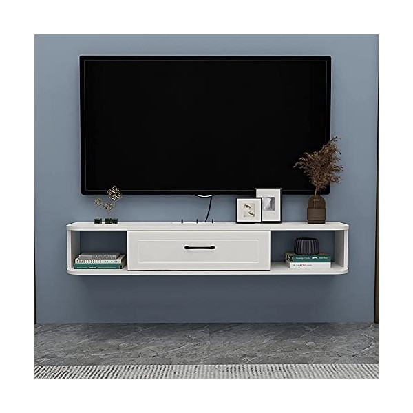 XBSXP Meuble TV Mural, Meuble TV Flottant Mat pour Bureau de Salle de Divertissement de Salon, étagère de Rangement multimédi